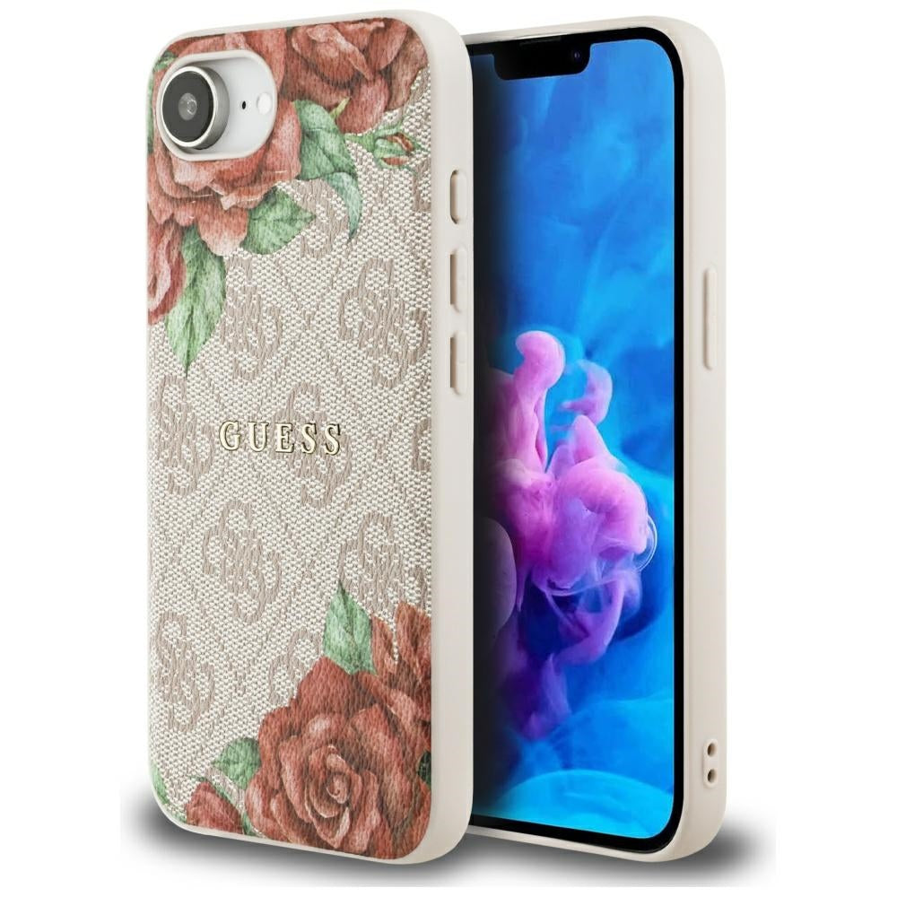 Futrola MagSafe za Apple iPhone 17e / 16e, Guess, 4G Flowers Print, Roze