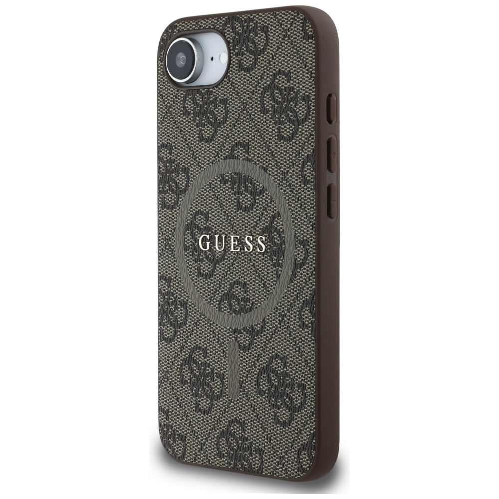 Futrola MagSafe za Apple iPhone 17e / 16e, Guess, 4G Ring Classic Logo, Braon
