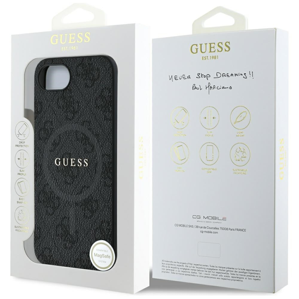 Futrola MagSafe za Apple iPhone 17e / 16e, Guess, 4G Ring Classic Logo, Crna