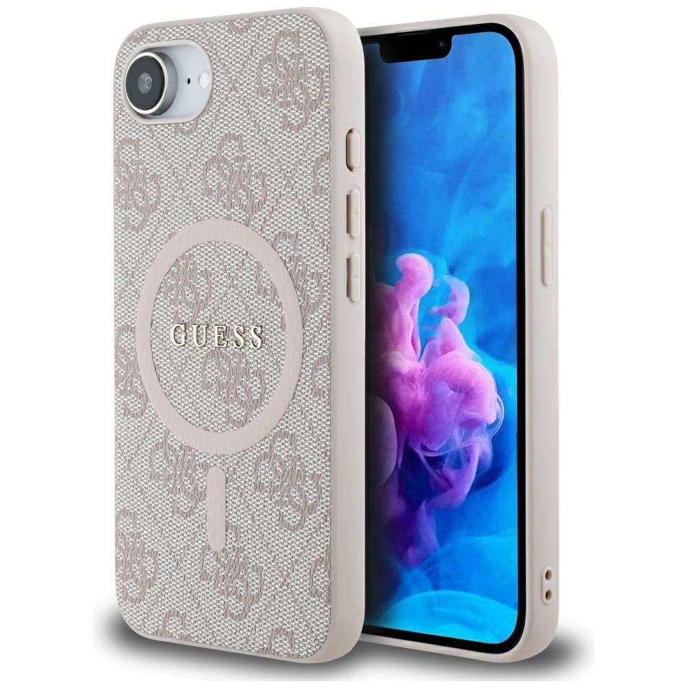 Futrola MagSafe za Apple iPhone 17e / 16e, Guess, 4G Ring Classic Logo, Roze