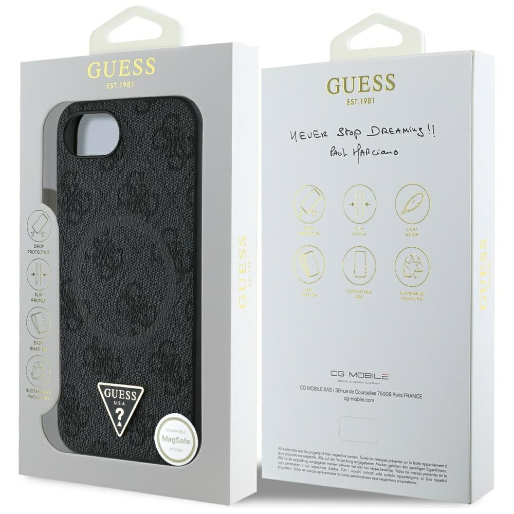 Futrola MagSafe za Apple iPhone 17e / 16e, Guess, 4G Ring Triangle Logo, Crna