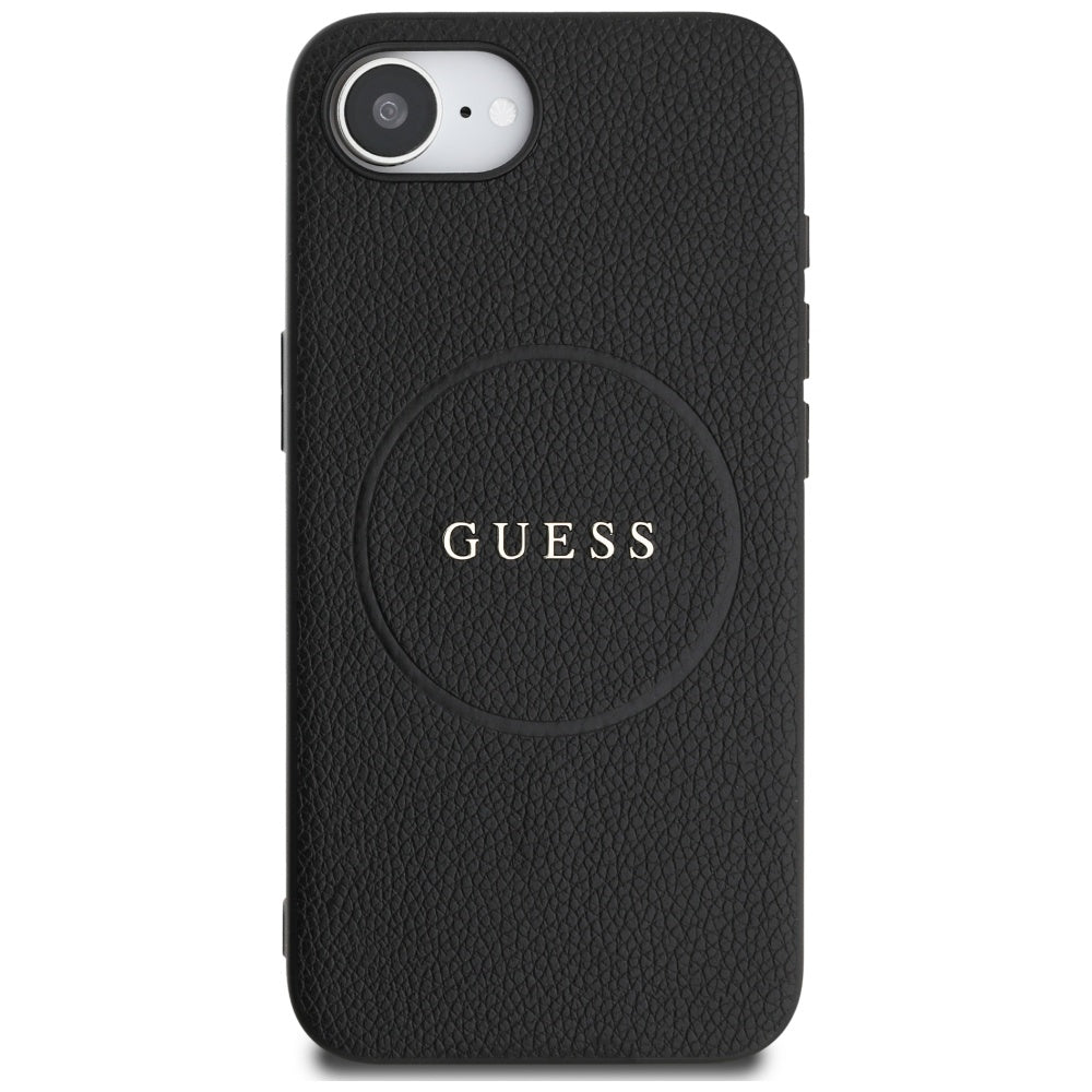 Futrola MagSafe za Apple iPhone 17e / 16e, Guess, Grained Gold Ring, Crna