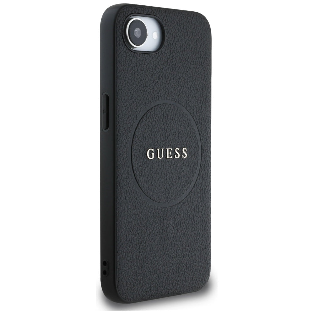 Futrola MagSafe za Apple iPhone 17e / 16e, Guess, Grained Gold Ring, Crna