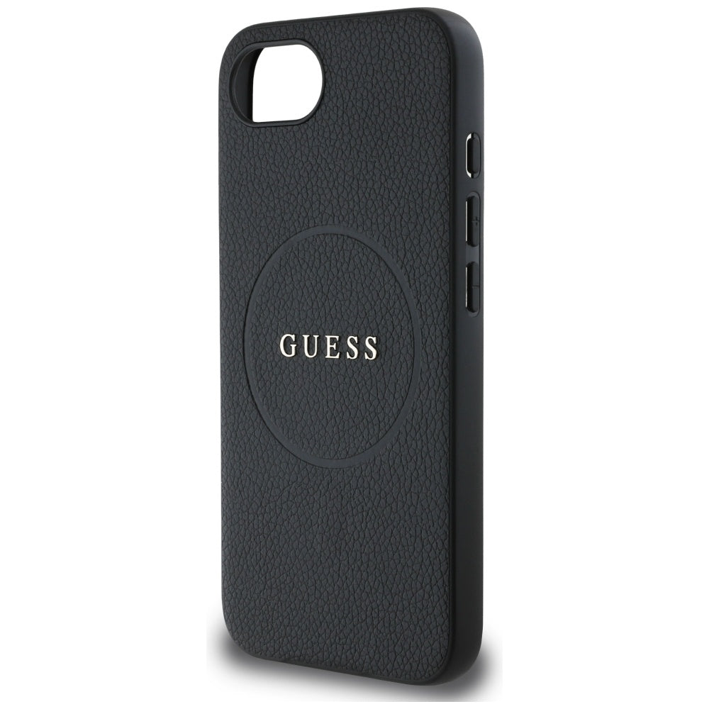 Futrola MagSafe za Apple iPhone 17e / 16e, Guess, Grained Gold Ring, Crna