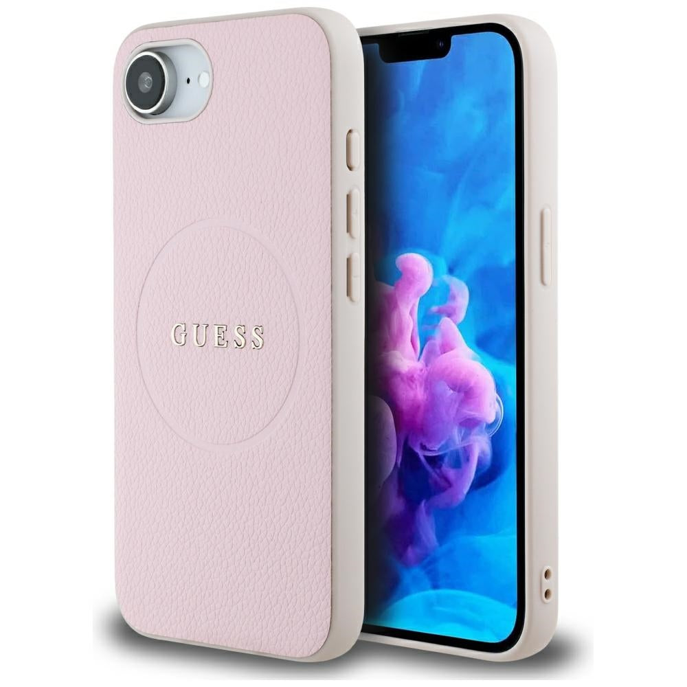 Futrola MagSafe za Apple iPhone 17e / 16e, Guess, Grained Gold Ring, Roze