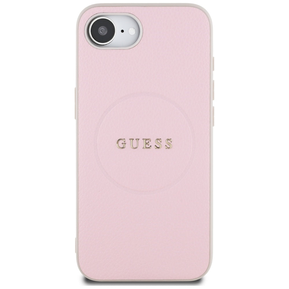 Futrola MagSafe za Apple iPhone 17e / 16e, Guess, Grained Gold Ring, Roze