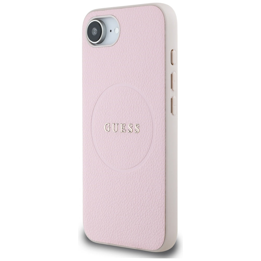 Futrola MagSafe za Apple iPhone 17e / 16e, Guess, Grained Gold Ring, Roze