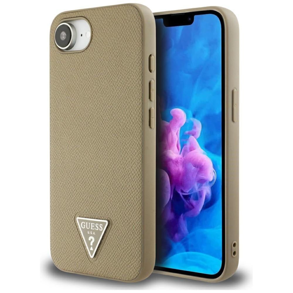 Husa MagSafe za Apple iPhone 17e / 16e, Guess, Grained Triangle Logo, Braon