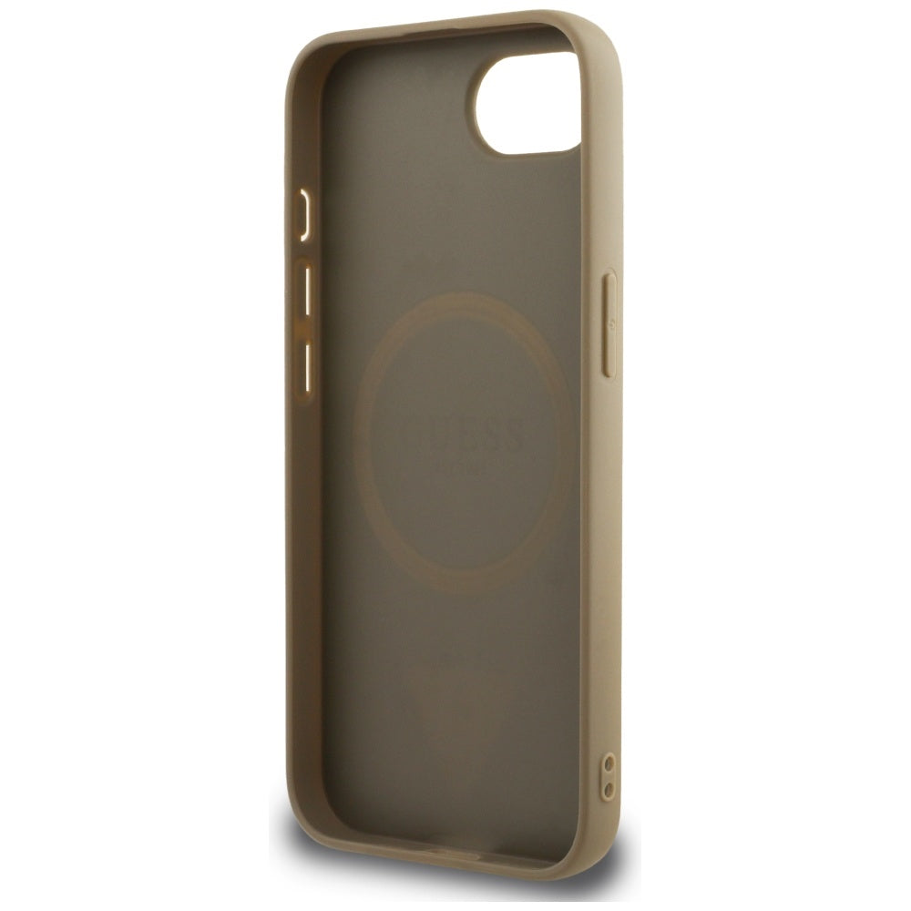 Husa MagSafe za Apple iPhone 17e / 16e, Guess, Grained Triangle Logo, Braon