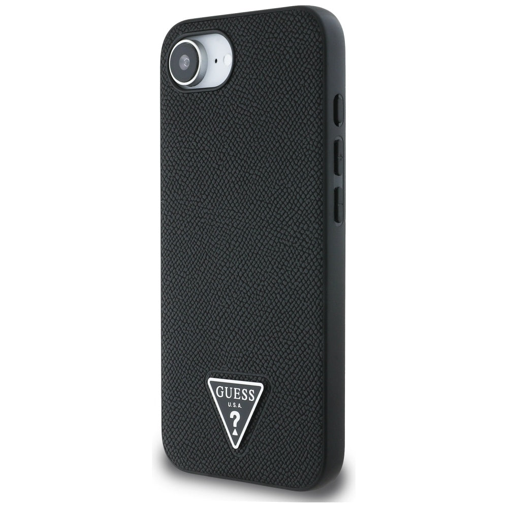 Husa MagSafe za Apple iPhone 17e / 16e, Guess, Grained Triangle Logo, Crna