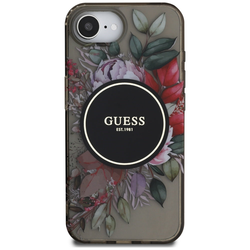Futrola MagSafe za Apple iPhone 17e / 16e, Guess, IML Flowers, Crna