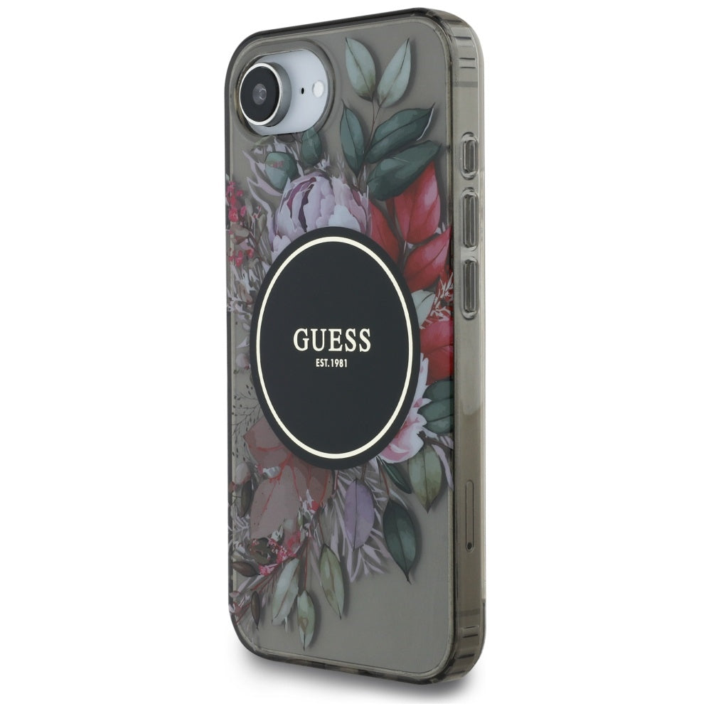 Futrola MagSafe za Apple iPhone 17e / 16e, Guess, IML Flowers, Crna