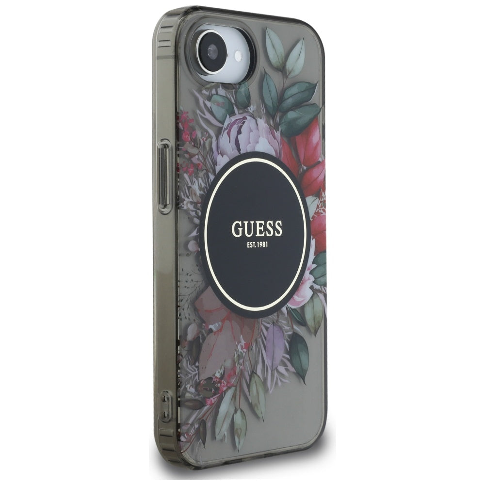 Futrola MagSafe za Apple iPhone 17e / 16e, Guess, IML Flowers, Crna