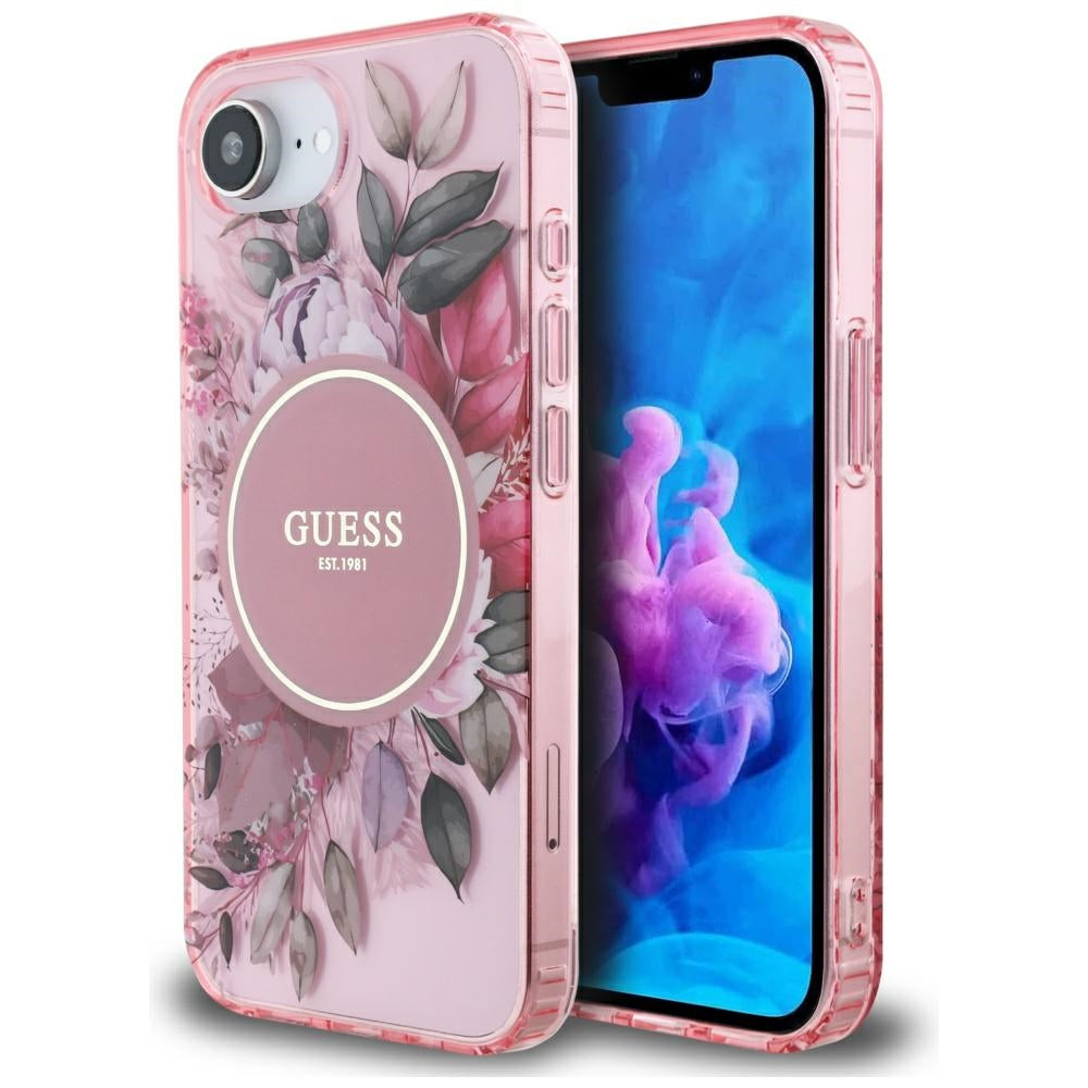 Futrola MagSafe za Apple iPhone 17e / 16e, Guess, IML Flowers, Roze