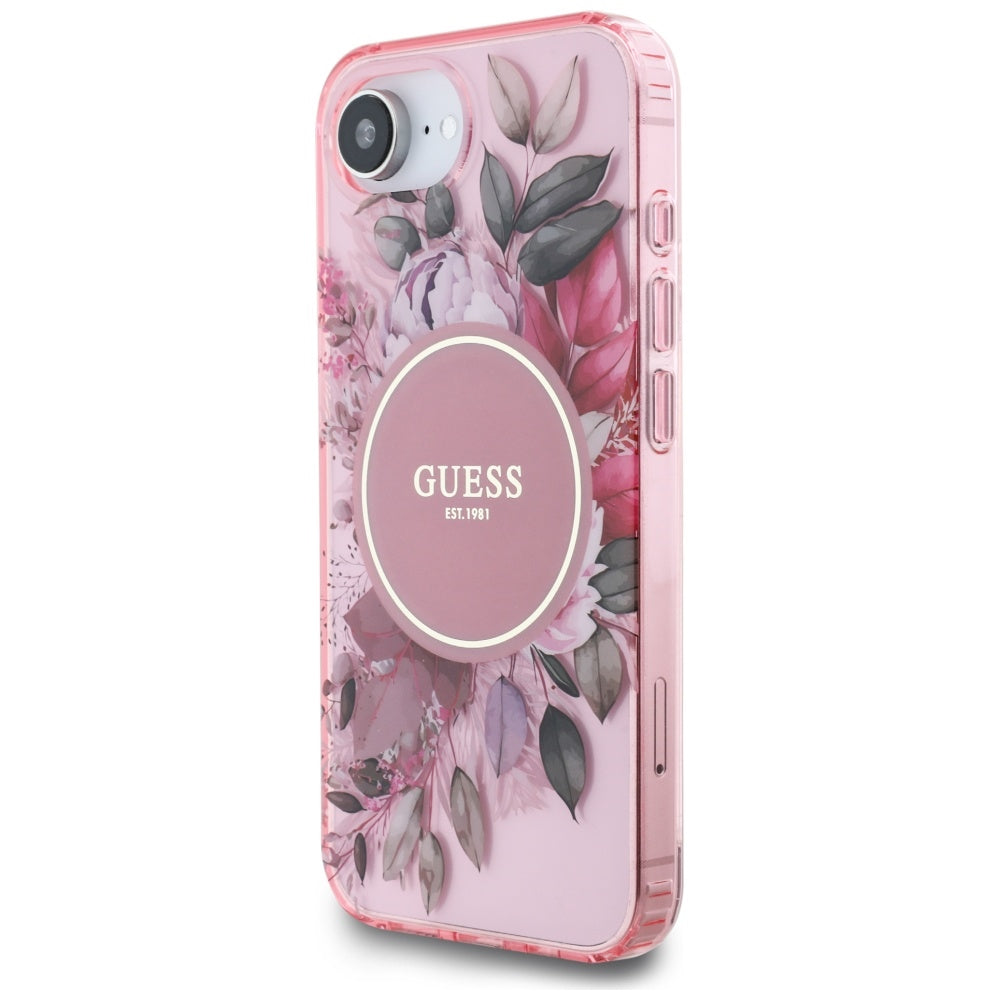 Futrola MagSafe za Apple iPhone 17e / 16e, Guess, IML Flowers, Roze