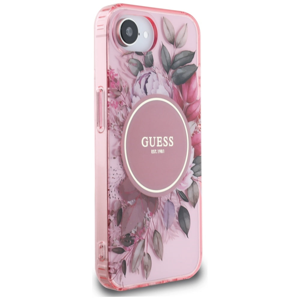 Futrola MagSafe za Apple iPhone 17e / 16e, Guess, IML Flowers, Roze