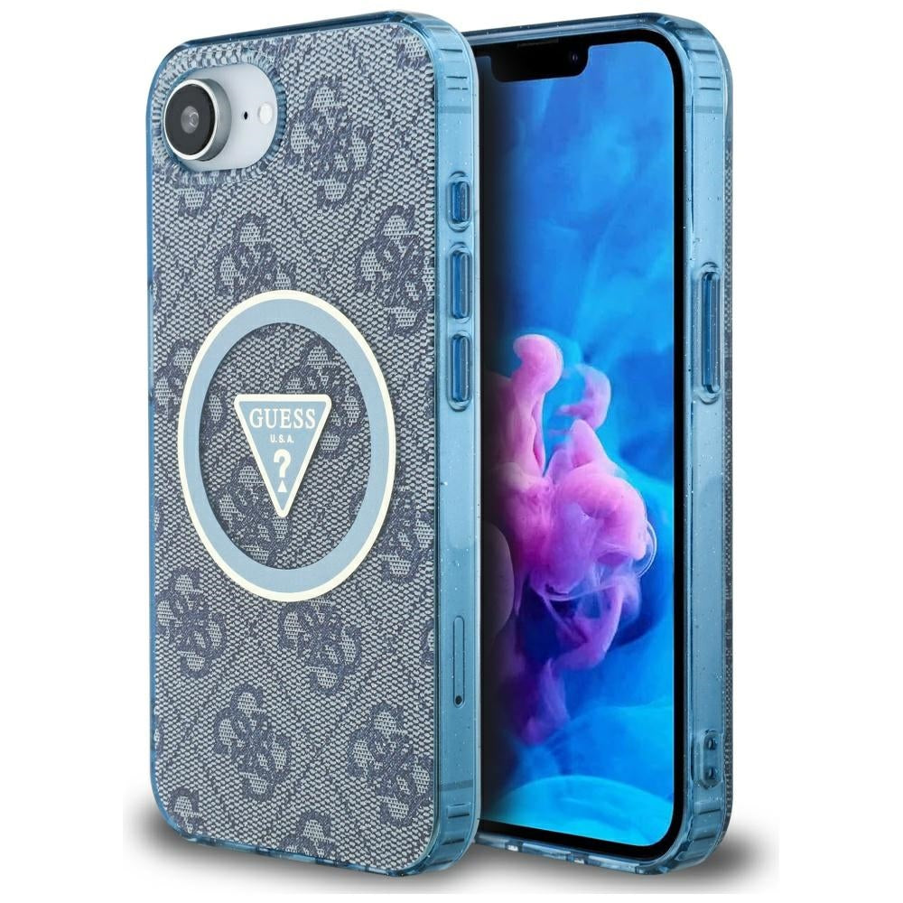 Futrola MagSafe za Apple iPhone 17e / 16e, Guess, IML Glitter 4G Circle Triangle, Plava