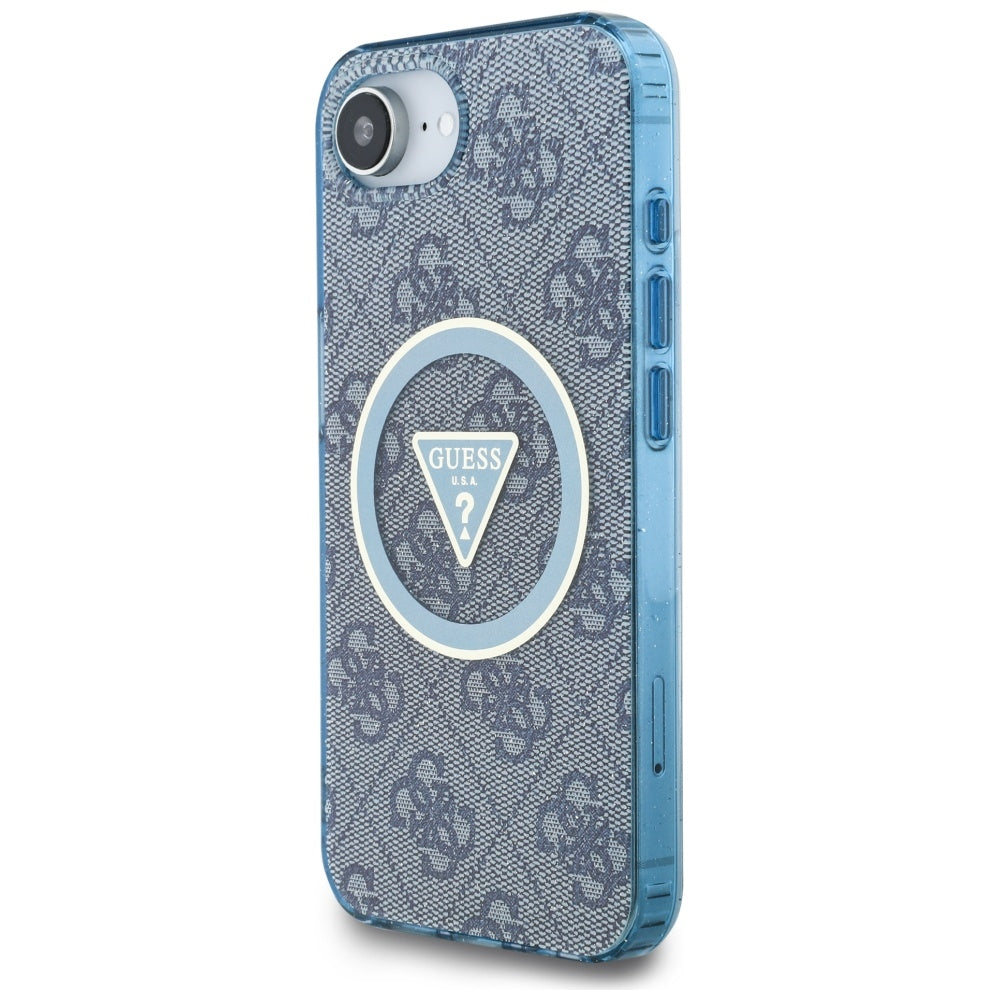 Futrola MagSafe za Apple iPhone 17e / 16e, Guess, IML Glitter 4G Circle Triangle, Plava