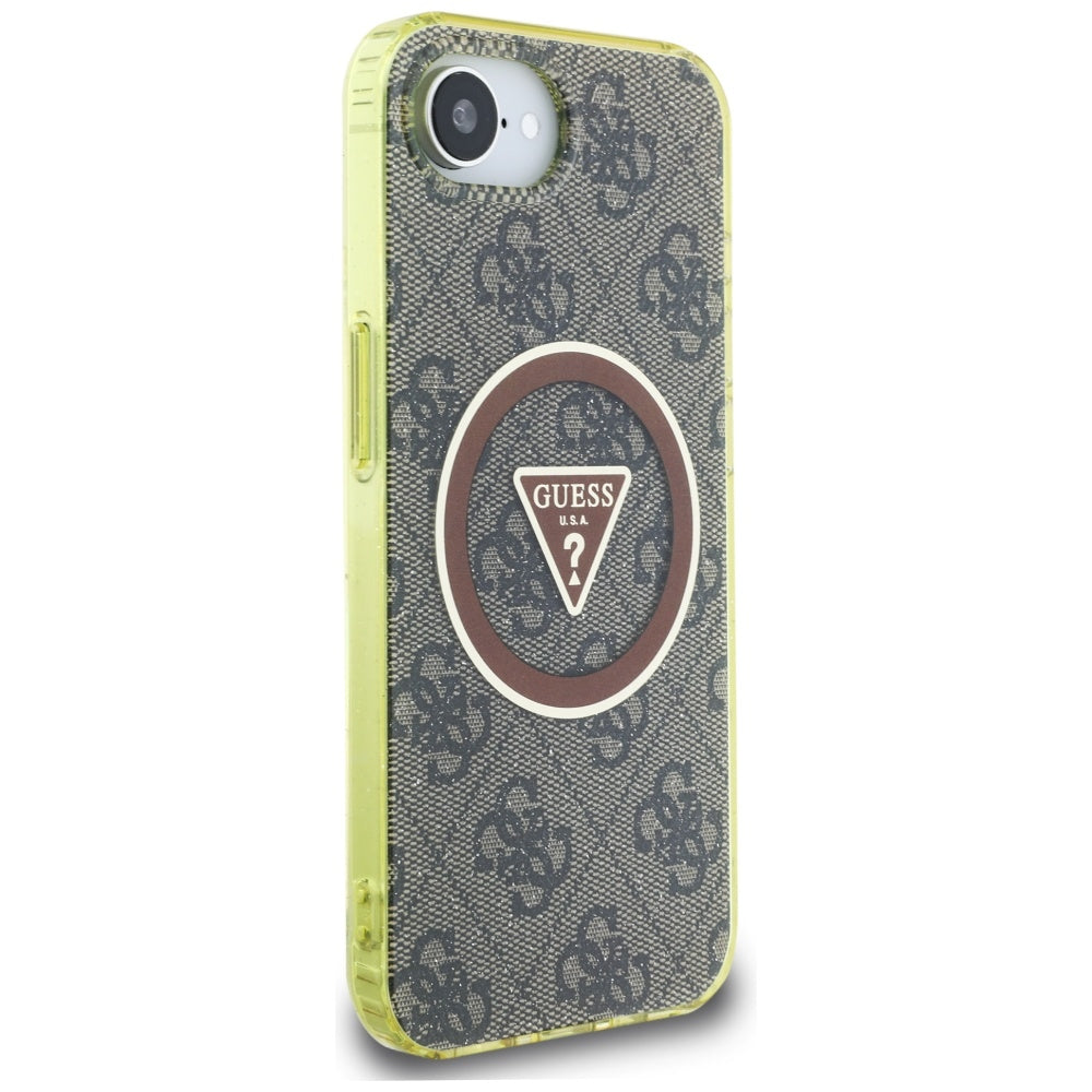 Futrola MagSafe za Apple iPhone 17e / 16e, Guess, IML Glitter 4G Circle Triangle, Braon