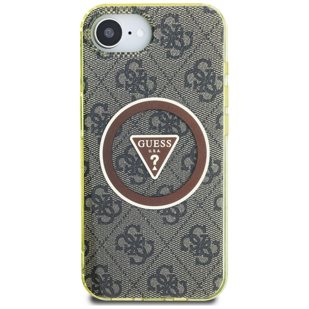 Futrola MagSafe za Apple iPhone 17e / 16e, Guess, IML Glitter 4G Circle Triangle, Braon