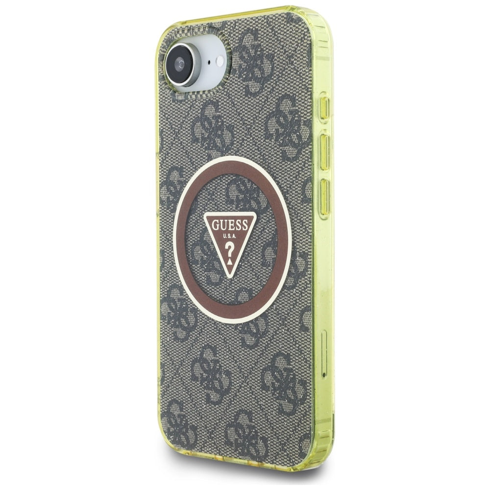 Futrola MagSafe za Apple iPhone 17e / 16e, Guess, IML Glitter 4G Circle Triangle, Braon