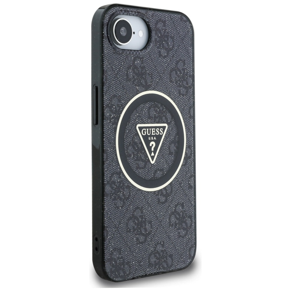 Futrola MagSafe za Apple iPhone 17e / 16e, Guess, IML Glitter 4G Circle Triangle, Crna