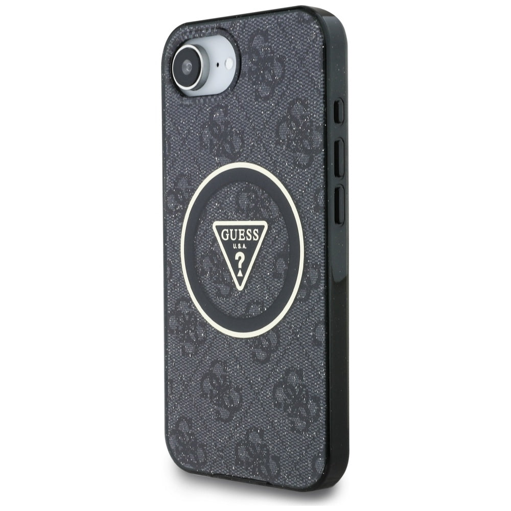 Futrola MagSafe za Apple iPhone 17e / 16e, Guess, IML Glitter 4G Circle Triangle, Crna