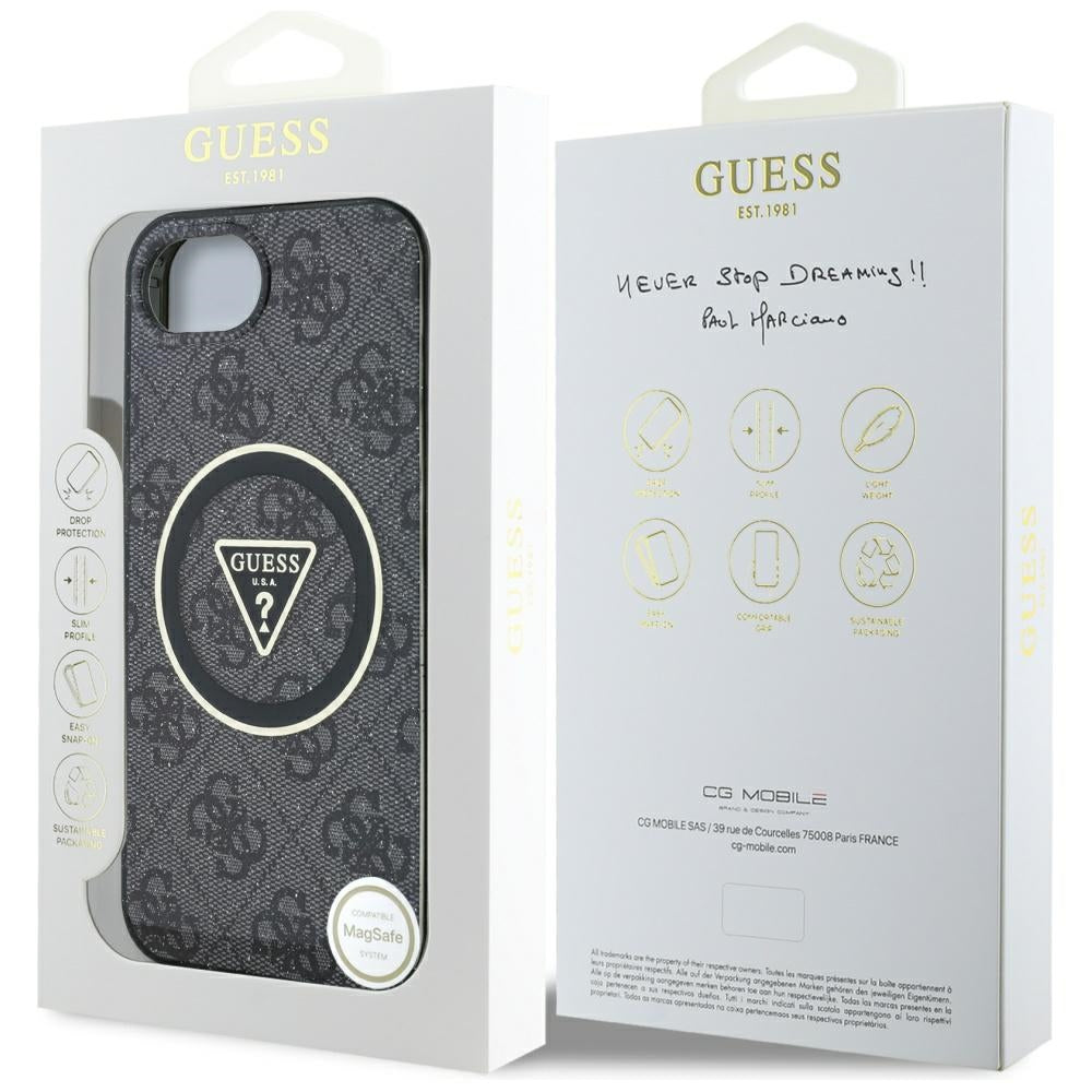 Futrola MagSafe za Apple iPhone 17e / 16e, Guess, IML Glitter 4G Circle Triangle, Crna