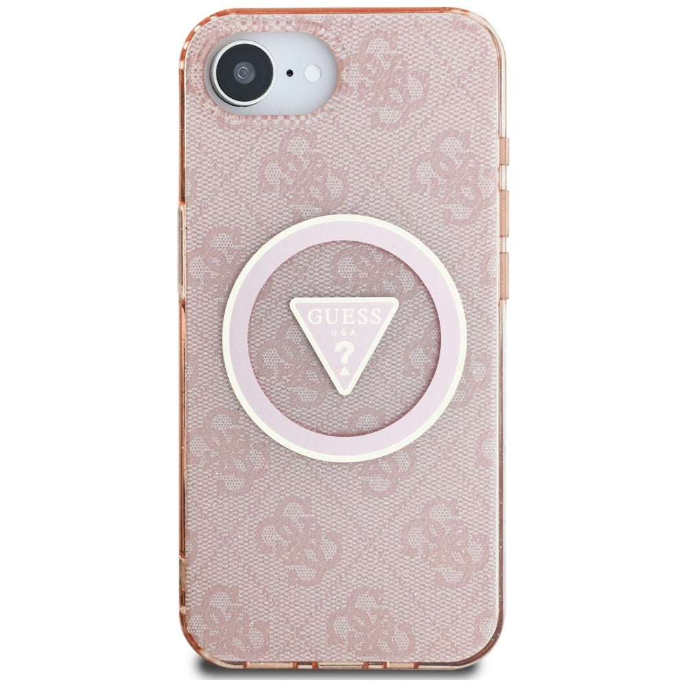 Futrola MagSafe za Apple iPhone 17e / 16e, Guess, IML Glitter 4G Circle Triangle, Roze