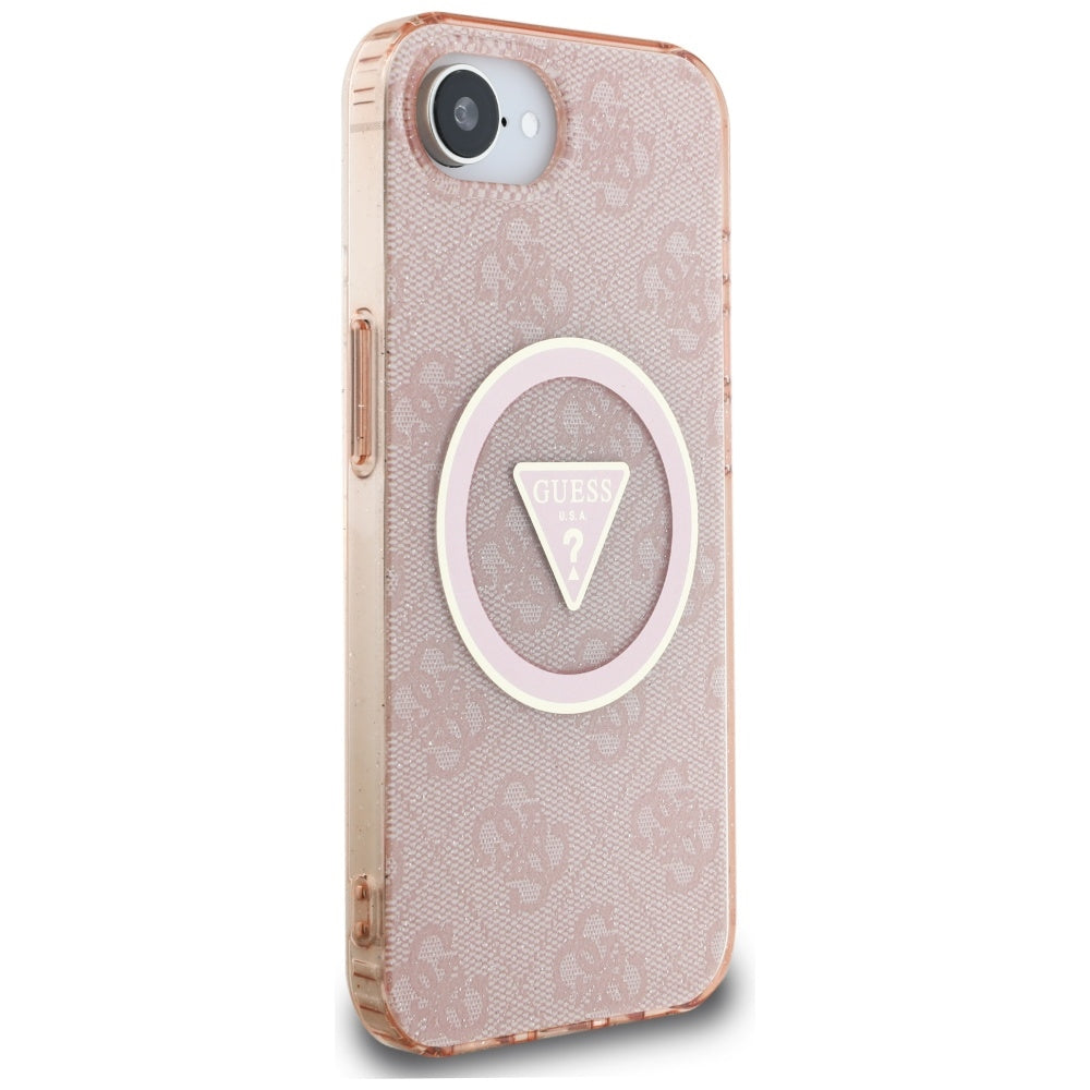 Futrola MagSafe za Apple iPhone 17e / 16e, Guess, IML Glitter 4G Circle Triangle, Roze