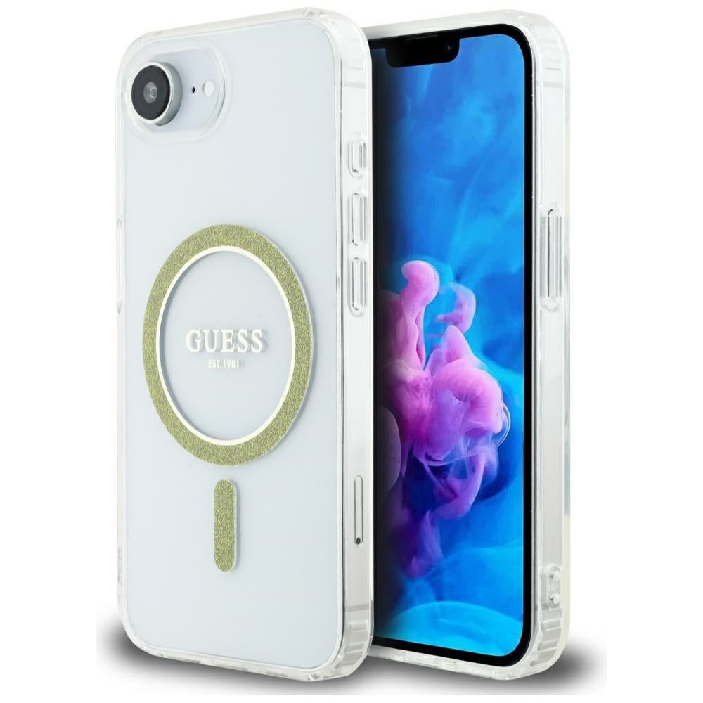 Futrola MagSafe za Apple iPhone 17e / 16e, Guess, IML Glitter Circle, Transparentna