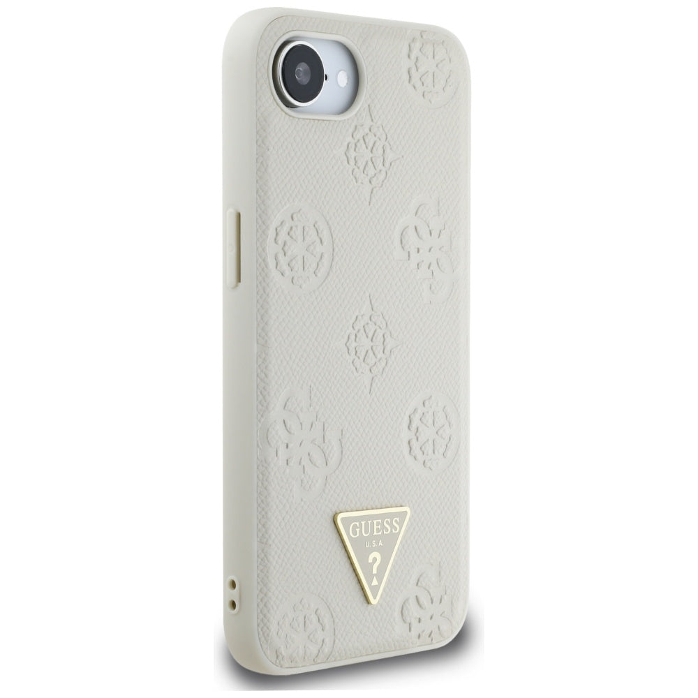 Futrola MagSafe za Apple iPhone 17e / 16e, Guess, Peony Grained Hot Stamp Triangle, Bež