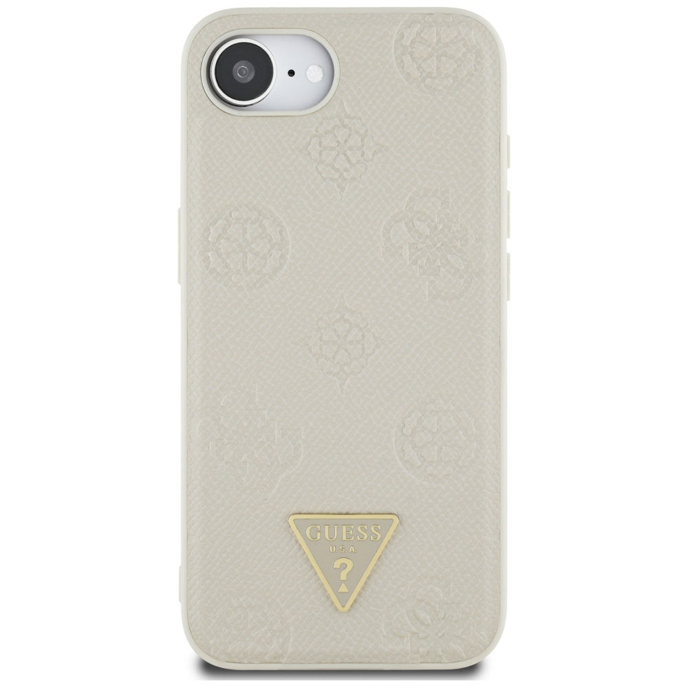 Futrola MagSafe za Apple iPhone 17e / 16e, Guess, Peony Grained Hot Stamp Triangle, Bež
