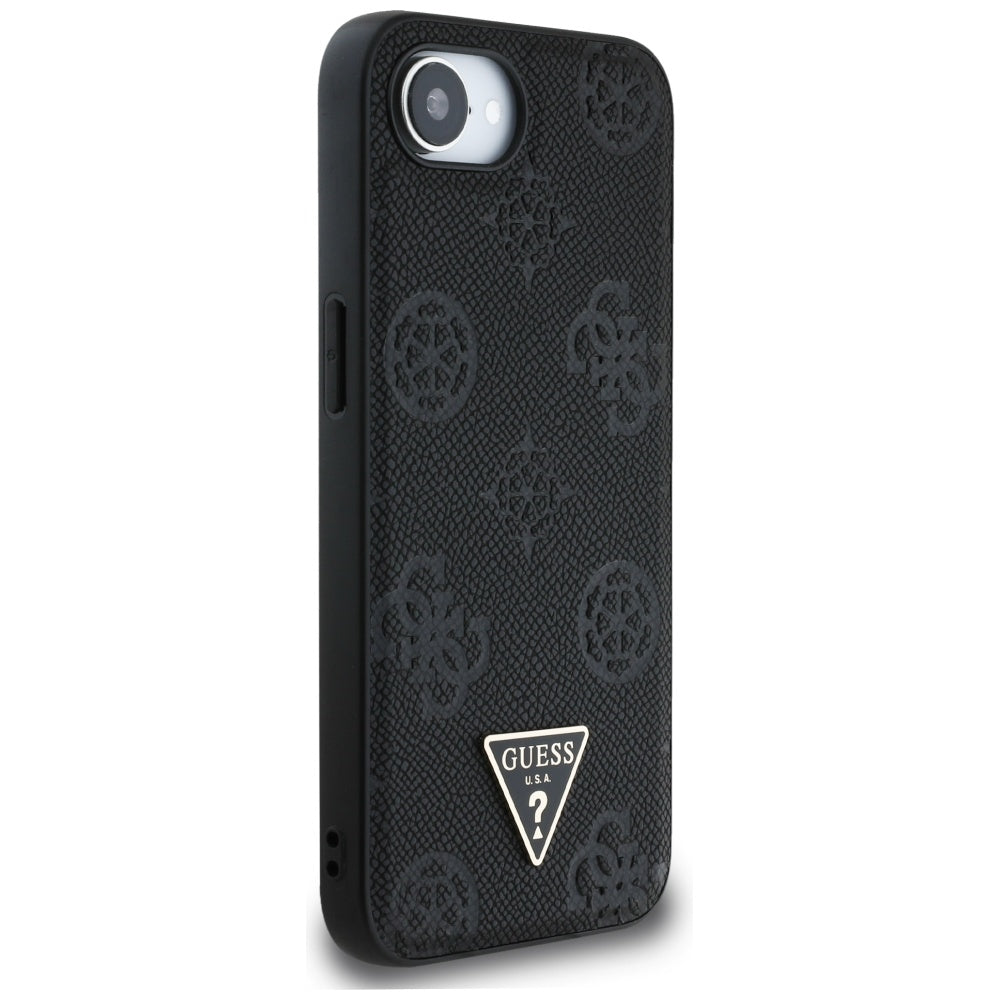 Futrola MagSafe za Apple iPhone 17e / 16e, Guess, Peony Grained Hot Stamp Triangle, Crna
