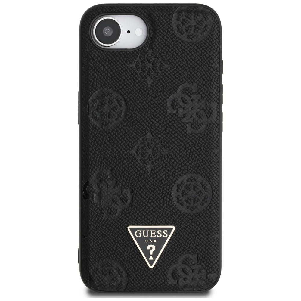 Futrola MagSafe za Apple iPhone 17e / 16e, Guess, Peony Grained Hot Stamp Triangle, Crna