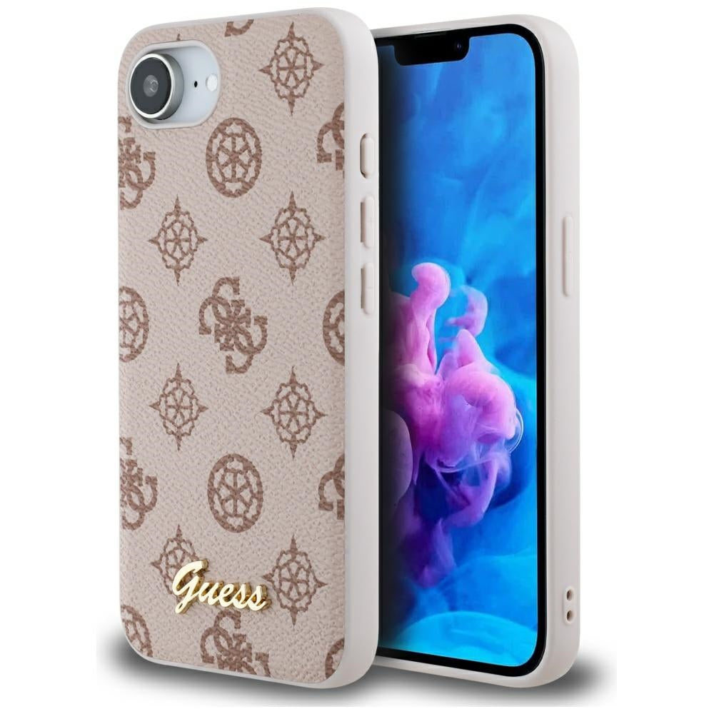 Husa MagSafe za Apple iPhone 17e / 16e, Guess, Peony Script, Braon