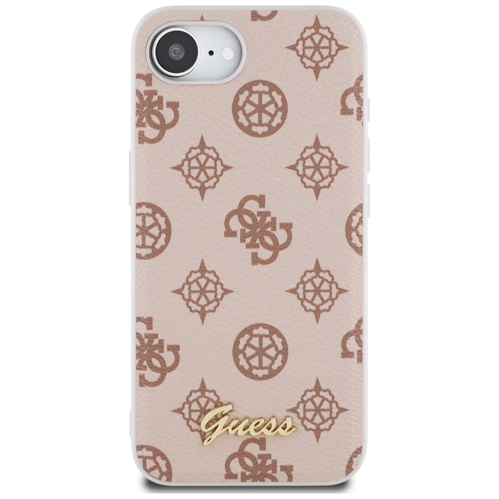 Husa MagSafe za Apple iPhone 17e / 16e, Guess, Peony Script, Braon