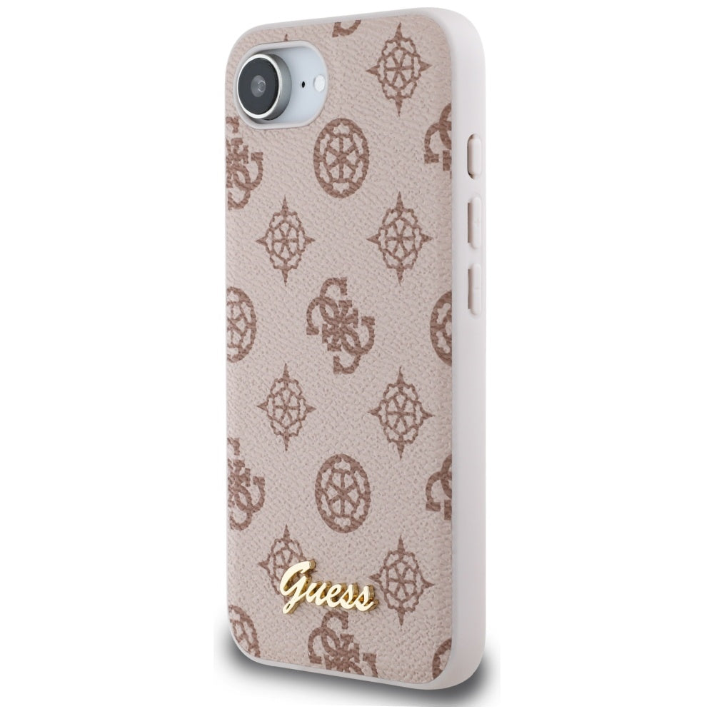 Husa MagSafe za Apple iPhone 17e / 16e, Guess, Peony Script, Braon