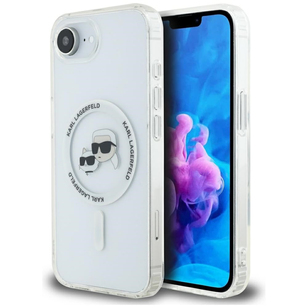 Futrola MagSafe za Apple iPhone 17e / 16e, Karl Lagerfeld, IML Metal Karl & Choupette's Heads, Bela