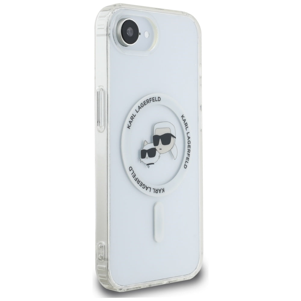 Futrola MagSafe za Apple iPhone 17e / 16e, Karl Lagerfeld, IML Metal Karl & Choupette's Heads, Bela