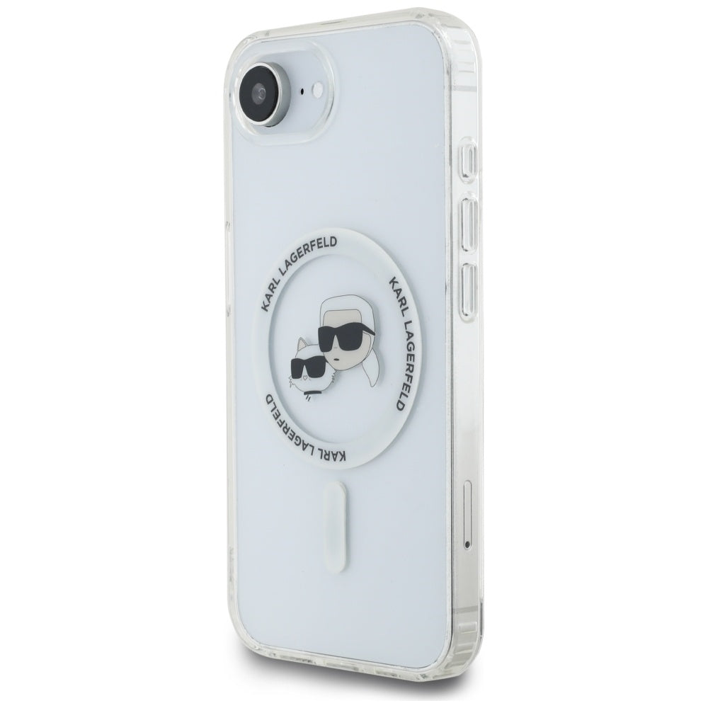 Futrola MagSafe za Apple iPhone 17e / 16e, Karl Lagerfeld, IML Metal Karl & Choupette's Heads, Bela