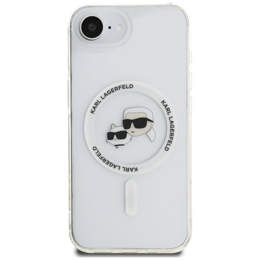 Futrola MagSafe za Apple iPhone 17e / 16e, Karl Lagerfeld, IML Metal Karl & Choupette's Heads, Bela