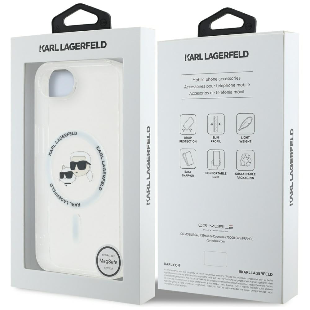 Futrola MagSafe za Apple iPhone 17e / 16e, Karl Lagerfeld, IML Metal Karl & Choupette's Heads, Bela