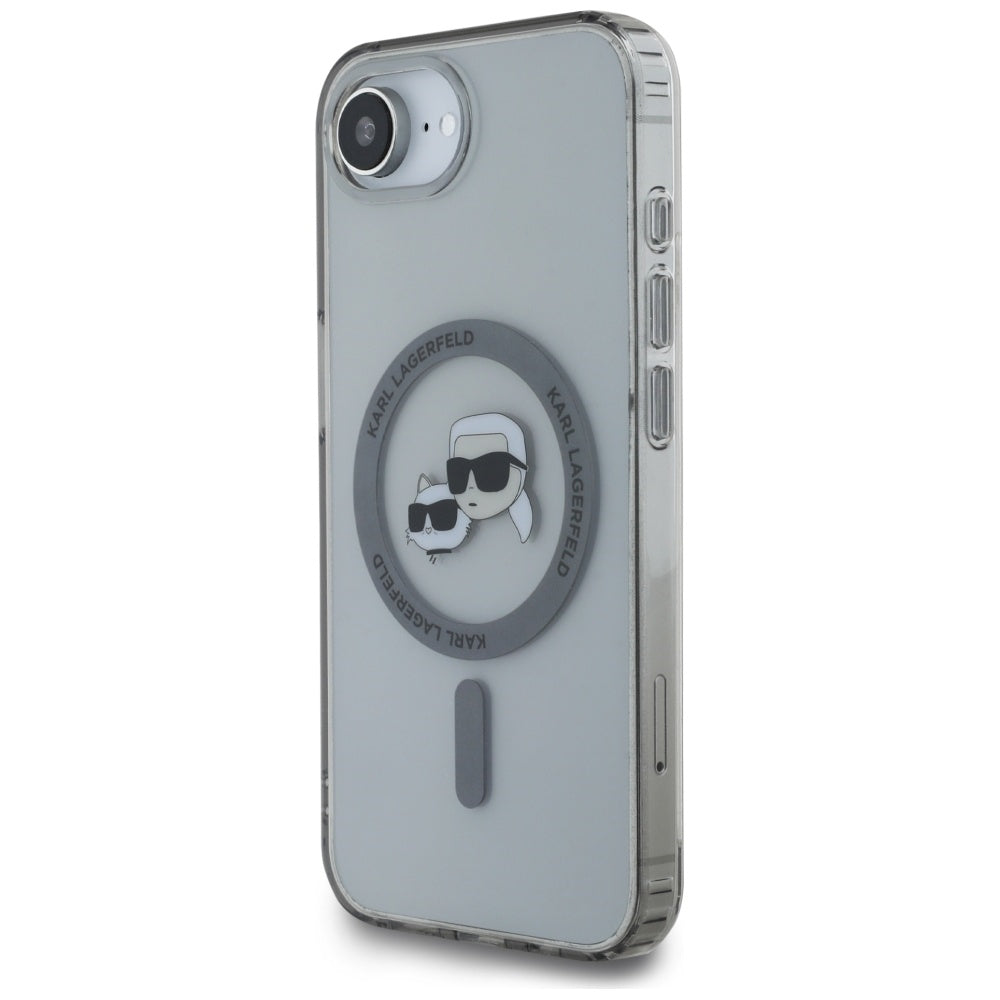Futrola MagSafe za Apple iPhone 17e / 16e, Karl Lagerfeld, IML Metal Karl & Choupette's Heads, Crna