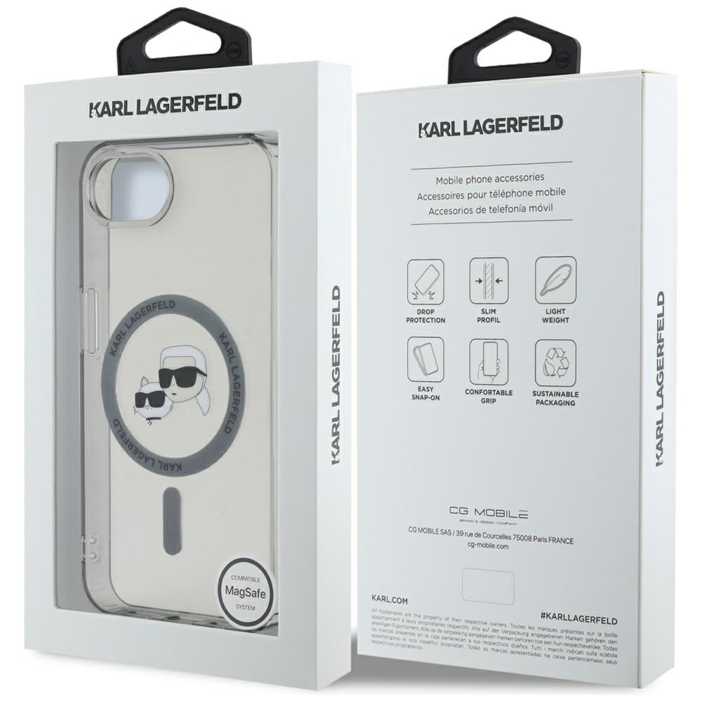 Futrola MagSafe za Apple iPhone 17e / 16e, Karl Lagerfeld, IML Metal Karl & Choupette's Heads, Crna