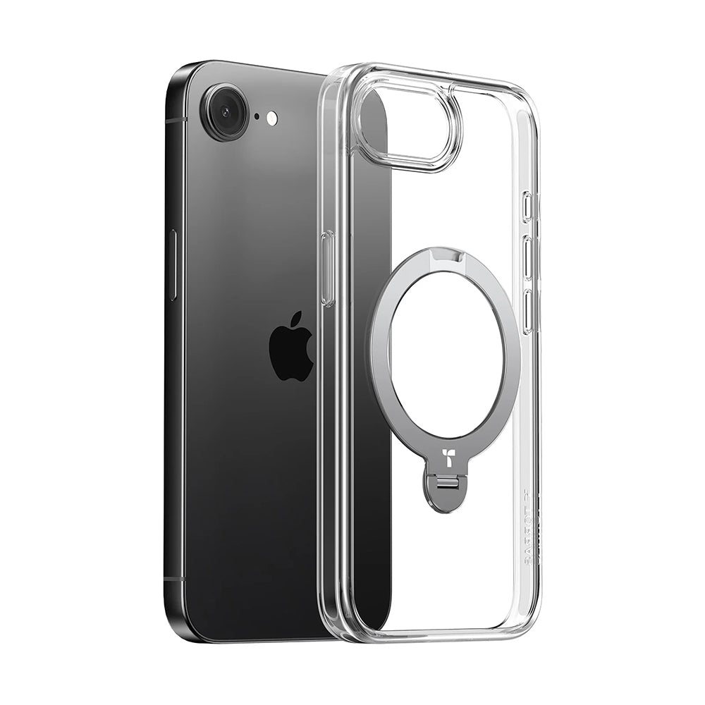 Husa MagSafe za Apple iPhone 17e / 16e, Torras, Ostand Spin, Transparentna