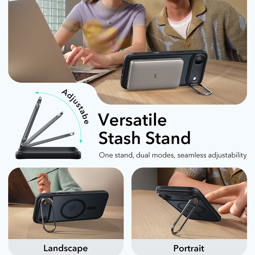 Futrola MagSafe za Apple iPhone 17 Air, ESR, Classic Hybrid Kickstand, Crna Satinirana