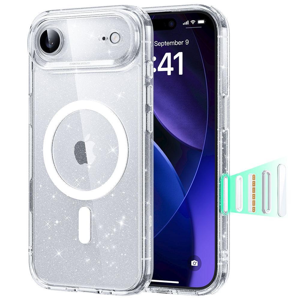 Futrola MagSafe za Apple iPhone 17 Air, ESR, Classic Hybrid Shimmer, Transparentna