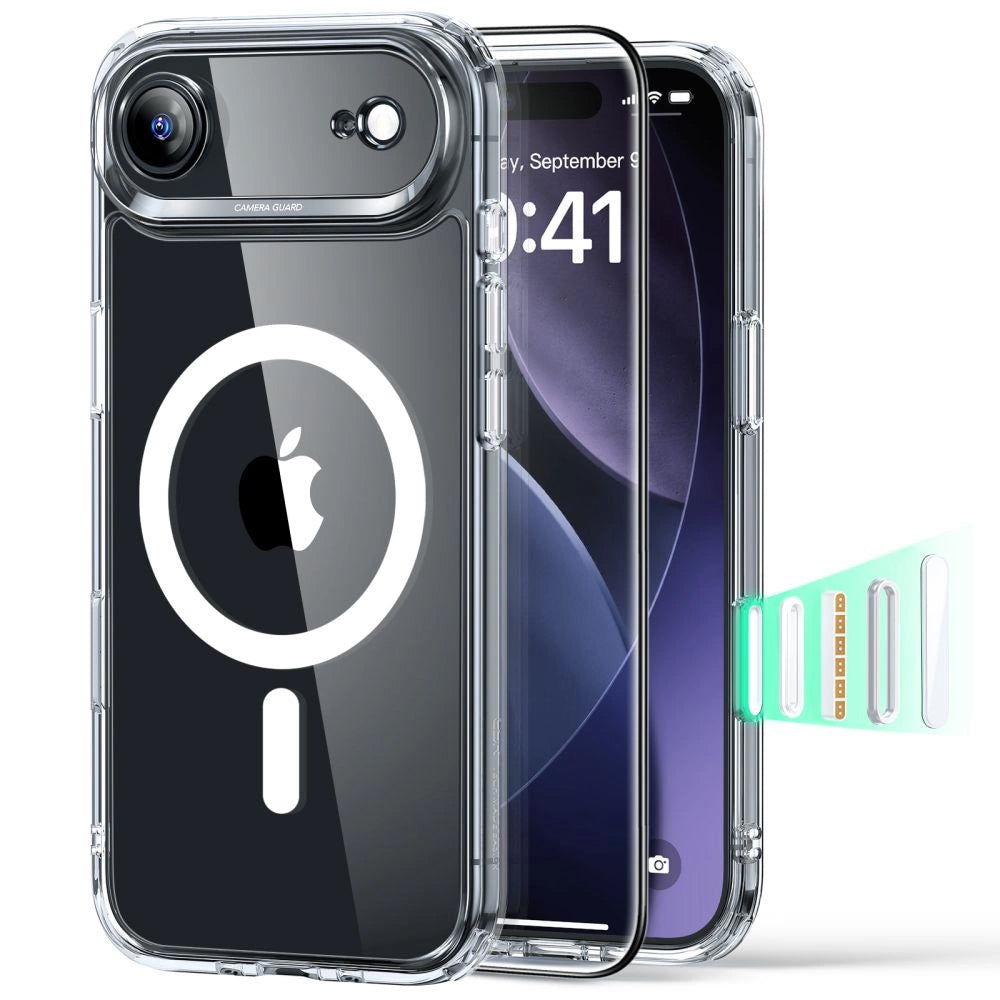 Futrola MagSafe za Apple iPhone 17 Air, ESR, Classic Hybrid sa zaštitnikom ekrana, Transparentna