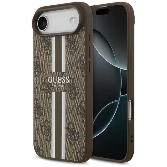 Husa MagSafe za Apple iPhone 17 Air, Guess, 4G Printed Stripes, Braon